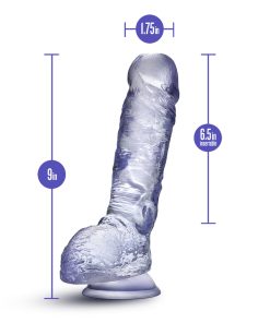 B Yours Plus Hearty N' Hefty 9 In. Dildo With Balls Clear