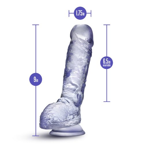 B Yours Plus Hearty N' Hefty 9 In. Dildo With Balls Clear - Image 6
