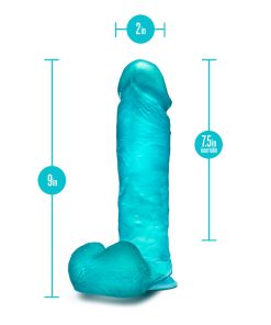 B Yours Plus Mount N' Moan 9 In. Dildo With Balls Teal