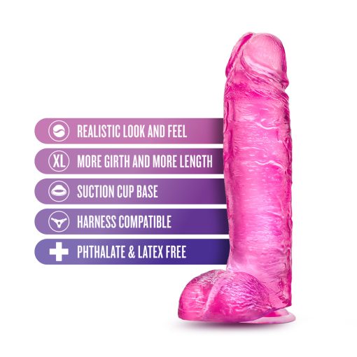 B Yours Plus Big N' Bulky 10.5 In. Dildo With Balls Pink - Image 5