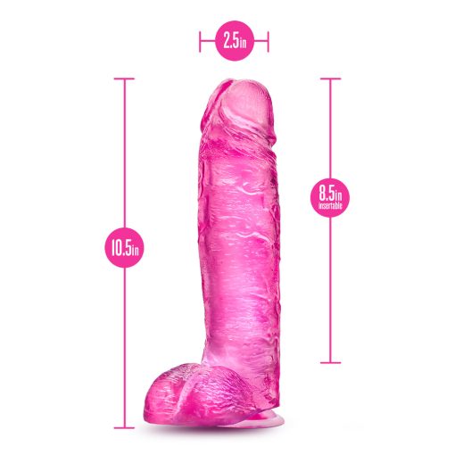 B Yours Plus Big N' Bulky 10.5 In. Dildo With Balls Pink - Image 6