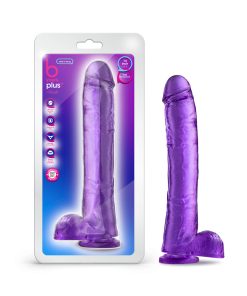 B Yours Plus Hefty N' Hung 14 In. Dildo With Balls Purple