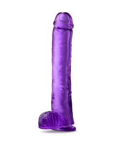 B Yours Plus Hefty N' Hung 14 In. Dildo With Balls Purple