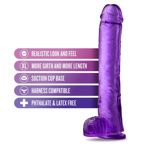B Yours Plus Hefty N' Hung 14 In. Dildo With Balls Purple - Image 5