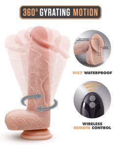 Dr. Skin Silicone Dr. Ethan Remote Rechargeable 8.5 In. Gyrating Vibrating Dildo Beige