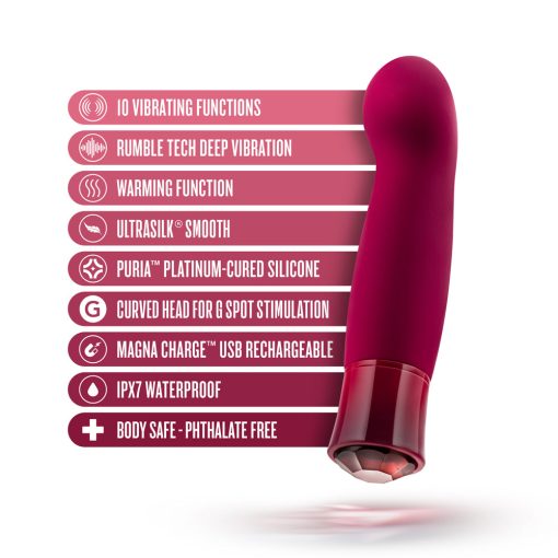 Oh My Gem Classy Rechargeable Warming Silicone G-Spot Vibrator Garnet - Image 10
