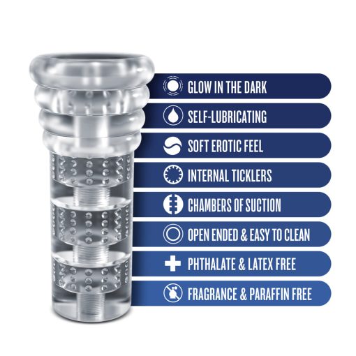 Rize! Luz Glow In The Dark Self-Lubricating Stroker Clear - Image 9