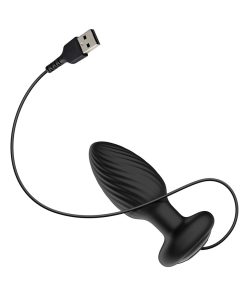Nexus Tornado Rechargeable Remote-Controlled Rotating & Vibrating Textured Silicone Anal Plug Black