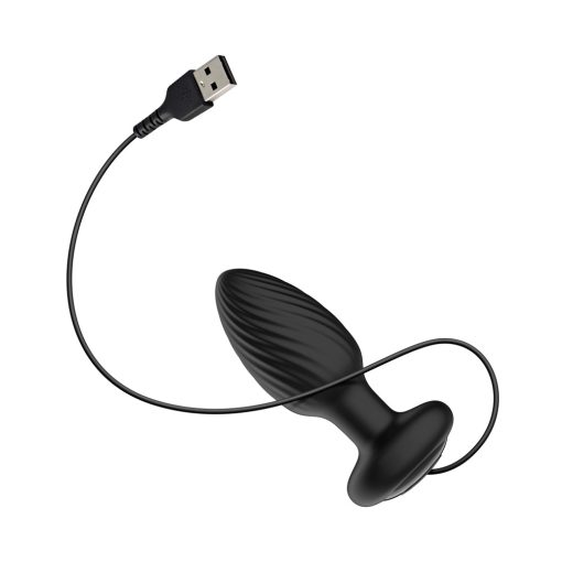 Nexus Tornado Rechargeable Remote-Controlled Rotating & Vibrating Textured Silicone Anal Plug Black - Image 8