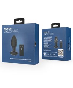 Nexus Tornado Rechargeable Remote-Controlled Rotating & Vibrating Textured Silicone Anal Plug Black