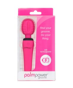 Palmpower Groove Rechargeable Silicone Mini Wand Massager Fuchsia