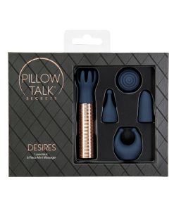 Pillow Talk Secrets Desires 6-Piece Silicone Mini Massager Set Navy