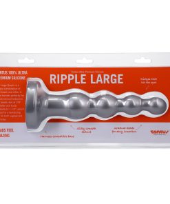 Tantus Ripple Large 8 In. Anal Beads Dildo Medium-Firm Silver