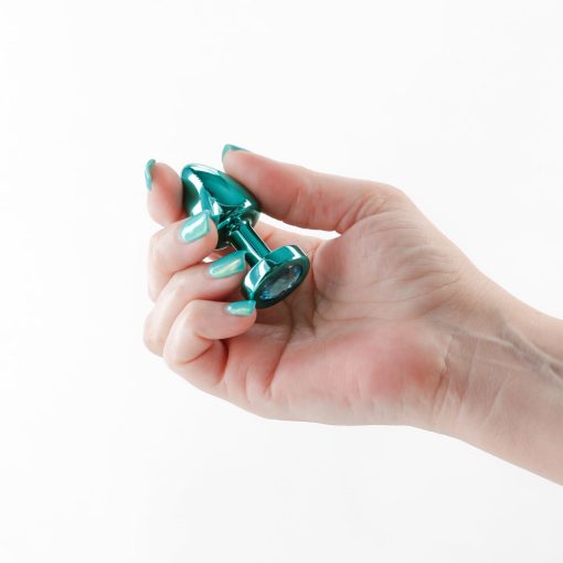 Rear Assets Petite Metal Anal Plug Teal - Image 3