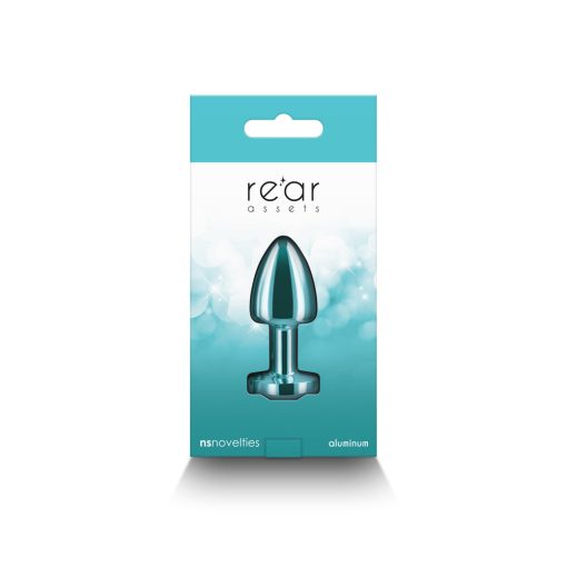 Rear Assets Petite Metal Anal Plug Teal - Image 4