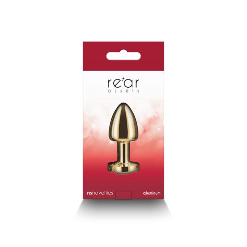 Rear Assets Petite Metal Anal Plug Gold/Red - Image 4