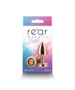 Rear Assets Petite Metal Anal Plug Rose Gold/Rainbow