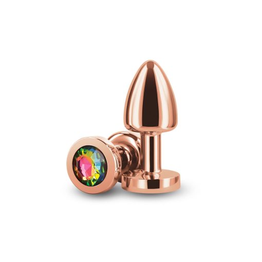 Rear Assets Petite Metal Anal Plug Rose Gold/Rainbow - Image 2