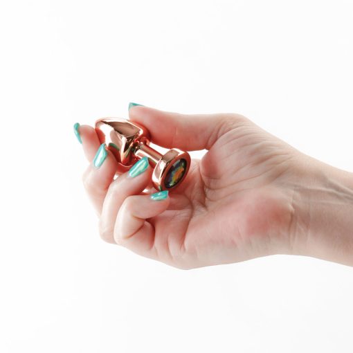 Rear Assets Petite Metal Anal Plug Rose Gold/Rainbow - Image 3