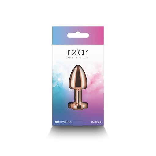 Rear Assets Petite Metal Anal Plug Rose Gold/Rainbow - Image 4
