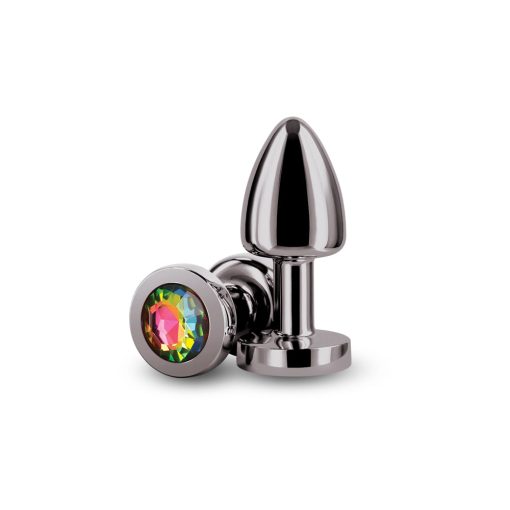 Rear Assets Petite Metal Anal Plug Gunmetal/Rainbow - Image 2
