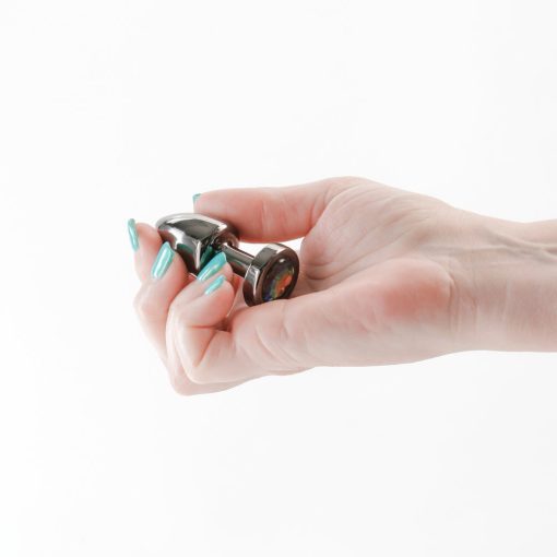 Rear Assets Petite Metal Anal Plug Gunmetal/Rainbow - Image 3