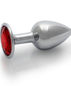 Ouch! Round Gem Butt Plug Small Silver/Ruby Red