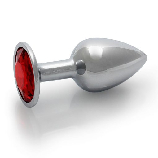 Ouch! Round Gem Butt Plug Small Silver/Ruby Red - Image 3