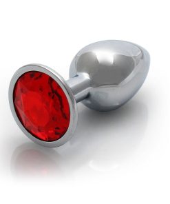 Ouch! Round Gem Butt Plug Small Silver/Ruby Red