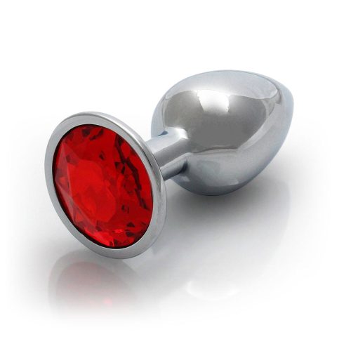 Ouch! Round Gem Butt Plug Small Silver/Ruby Red - Image 4