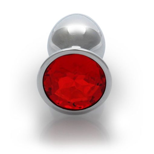 Ouch! Round Gem Butt Plug Small Silver/Ruby Red - Image 5
