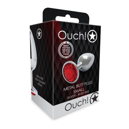 Ouch! Round Gem Butt Plug Small Silver/Ruby Red - Image 8