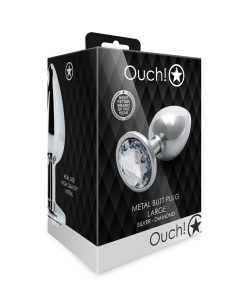 Ouch! Round Gem Butt Plug Large Silver/Diamond