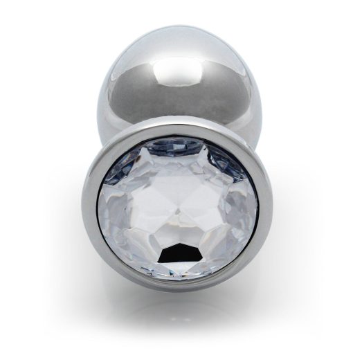Ouch! Round Gem Butt Plug Large Silver/Diamond - Image 3