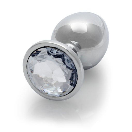 Ouch! Round Gem Butt Plug Large Silver/Diamond - Image 4