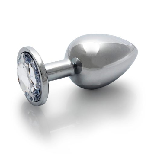 Ouch! Round Gem Butt Plug Large Silver/Diamond - Image 5