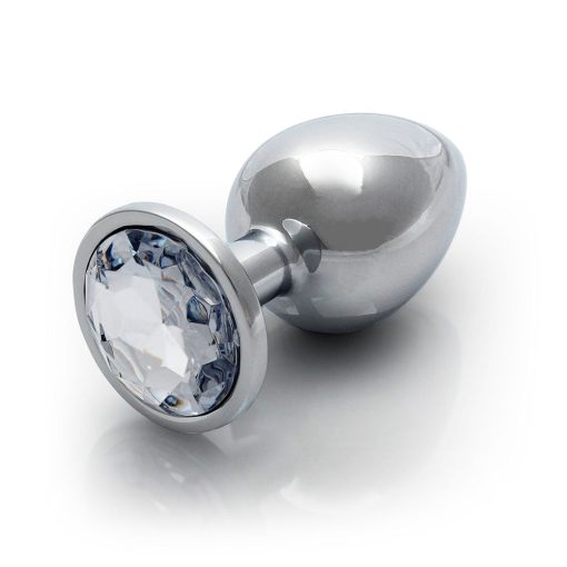 Ouch! Round Gem Butt Plug Large Silver/Diamond - Image 6