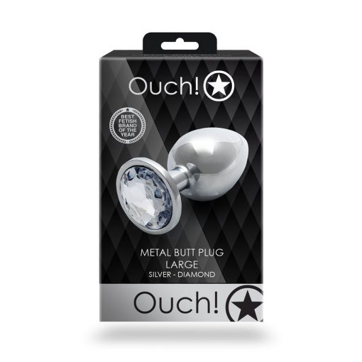 Ouch! Round Gem Butt Plug Large Silver/Diamond - Image 8