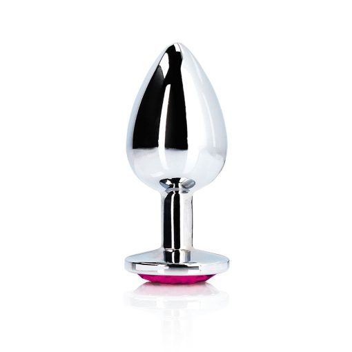 Ouch! Heart Gem Butt Plug Small Silver/Rubellite Pink - Image 2