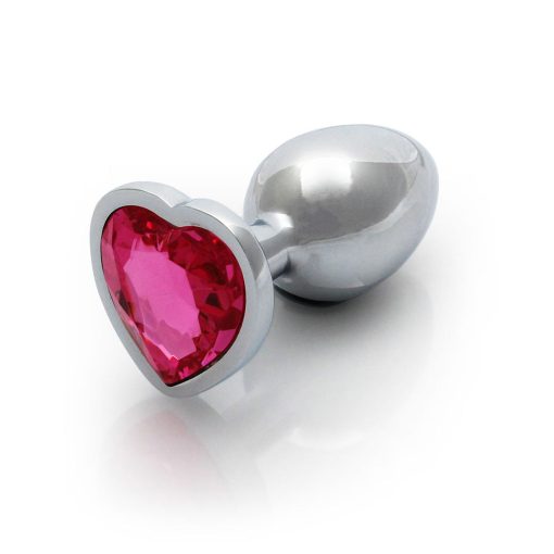 Ouch! Heart Gem Butt Plug Small Silver/Rubellite Pink - Image 4