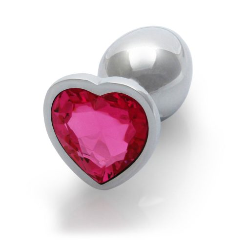 Ouch! Heart Gem Butt Plug Small Silver/Rubellite Pink - Image 5
