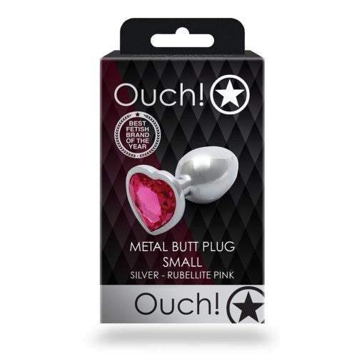 Ouch! Heart Gem Butt Plug Small Silver/Rubellite Pink - Image 8