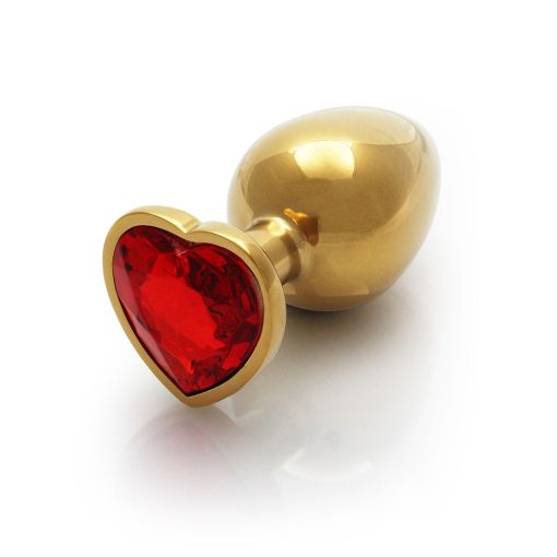 Ouch! Heart Gem Butt Plug Medium Gold/Ruby Red - Image 4
