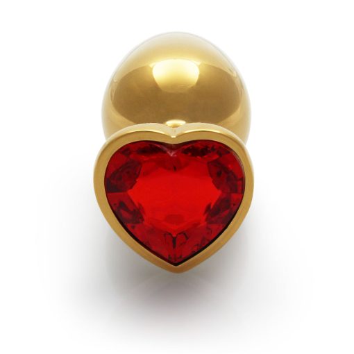 Ouch! Heart Gem Butt Plug Medium Gold/Ruby Red - Image 6