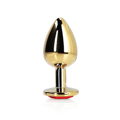 Ouch! Heart Gem Butt Plug Large Gold/Ruby Red - Image 2