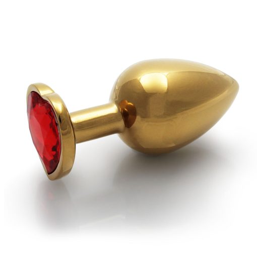 Ouch! Heart Gem Butt Plug Large Gold/Ruby Red - Image 3