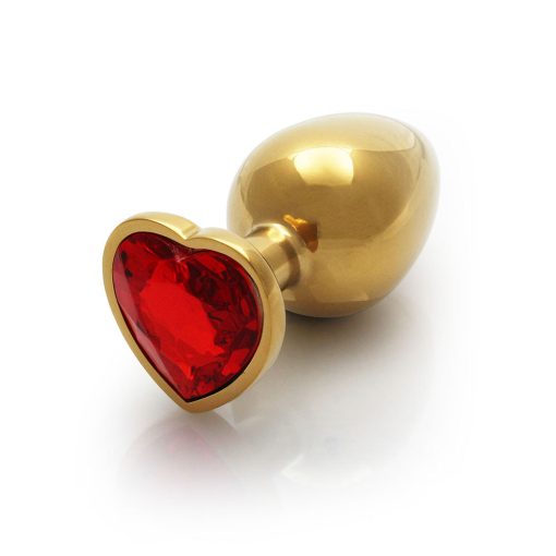 Ouch! Heart Gem Butt Plug Large Gold/Ruby Red - Image 4