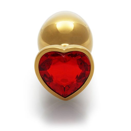 Ouch! Heart Gem Butt Plug Large Gold/Ruby Red - Image 5