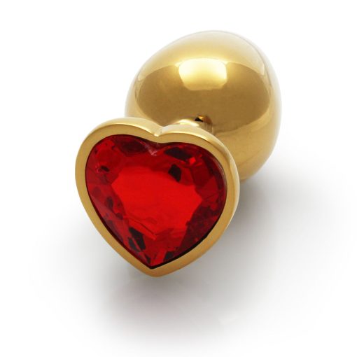 Ouch! Heart Gem Butt Plug Large Gold/Ruby Red - Image 6
