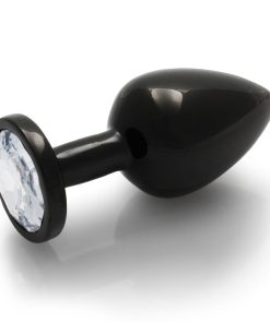Ouch! Round Gem Butt Plug Medium Gunmetal/Diamond